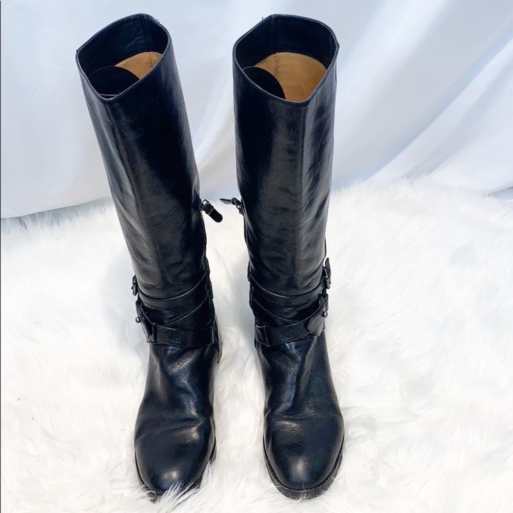 Via Spiga Gabrielle Black Knee Boots Buckle Detail size 7 - Picture 7 of 16